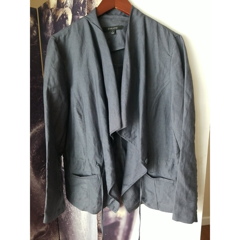 DARJONI Women's Purple Linen Blend‎ Drawstring Waist Blazer/Jacket Size L